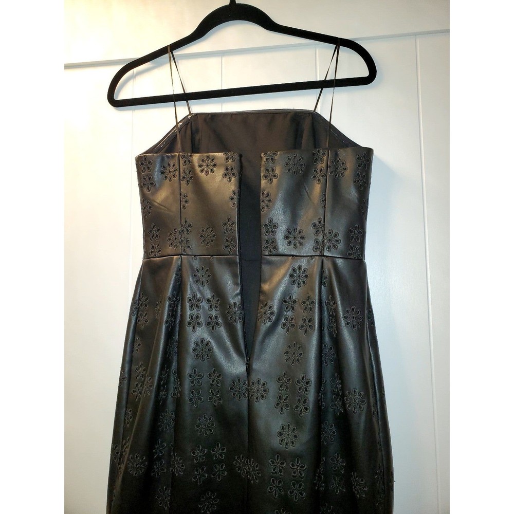 Amanda Uprichard Black Eyelet Strapless Faux Leather Short Dress Small - Picture 7 of 7